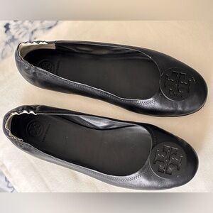 Tory Burch Black Leather Ballet Flats